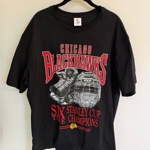 OVO Chicago Blackhawks Six-Time Stanley Cup Champions Graphic Tee - Black & Red
